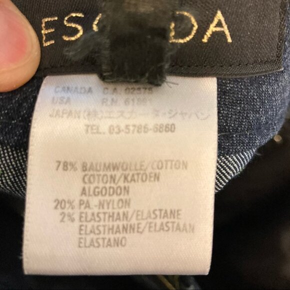 ESCADA Sz 30 Jeans Straight Leg Dark Wash w/ Green Yellow Decorative Stitching - Picture 6 of 10